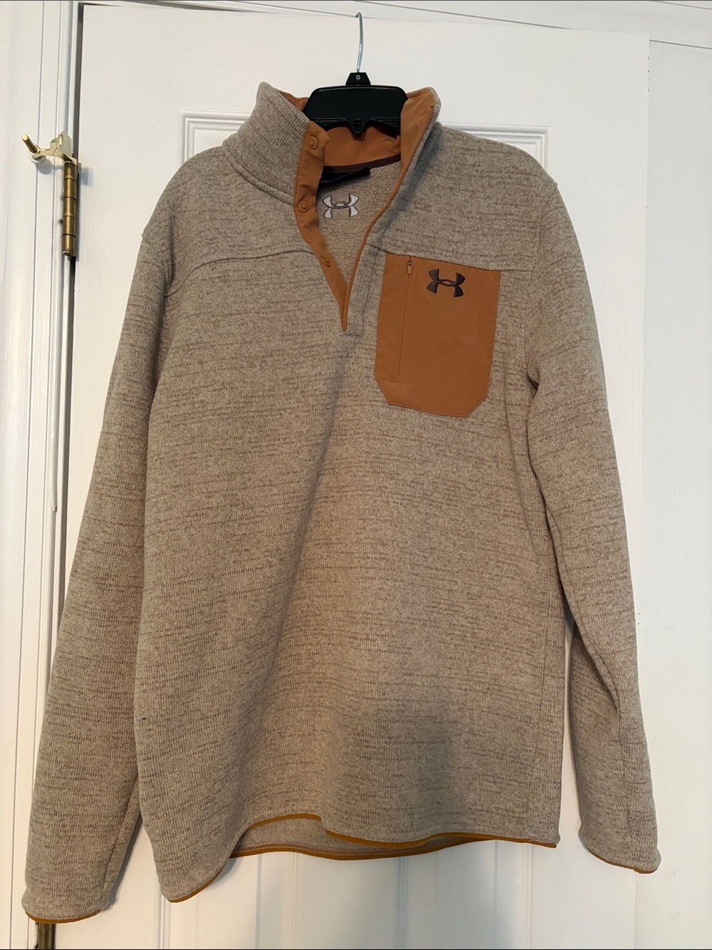 Under Armour Men's Heather Tan Quarter-Zip Pullover with Chest Pocket